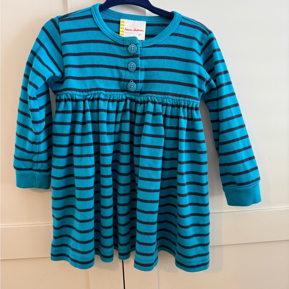 Hanna Andersson Blue Striped Kids Casual Dress